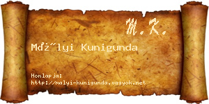 Mályi Kunigunda névjegykártya